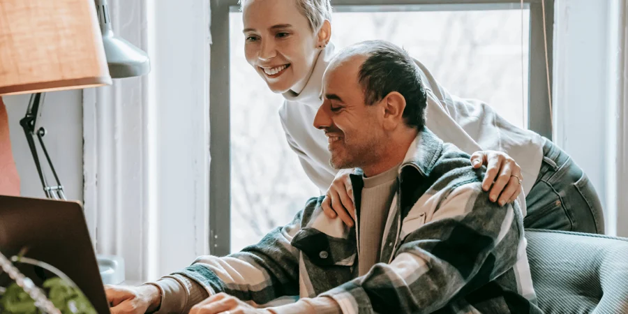 Woman and man working from home